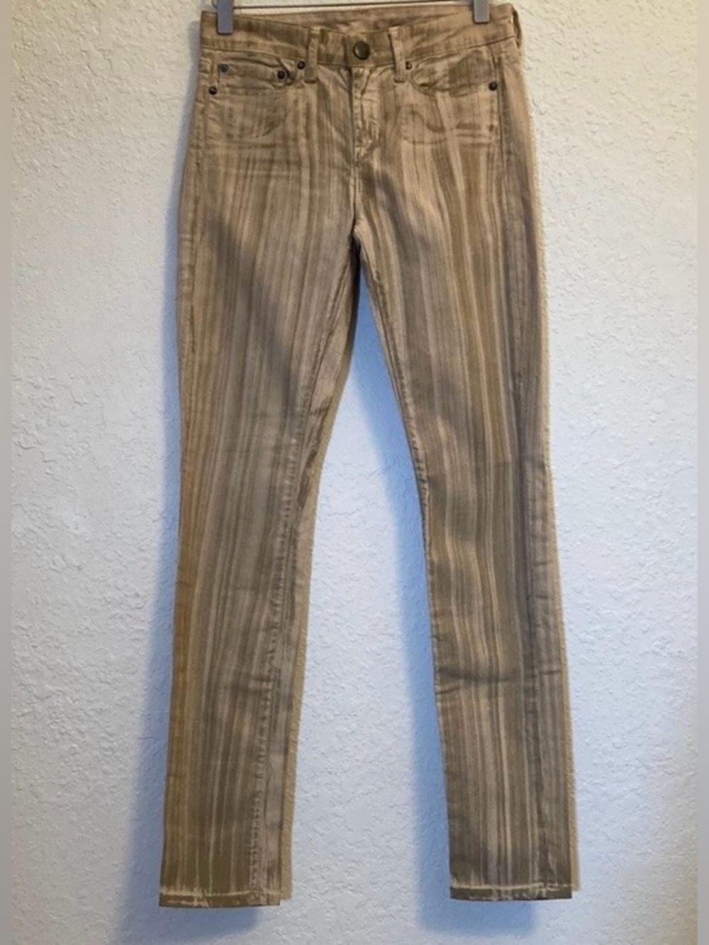 VINCE “Ghost” Slim Straight Women's Pants in Taupe Stripe. Sz 25